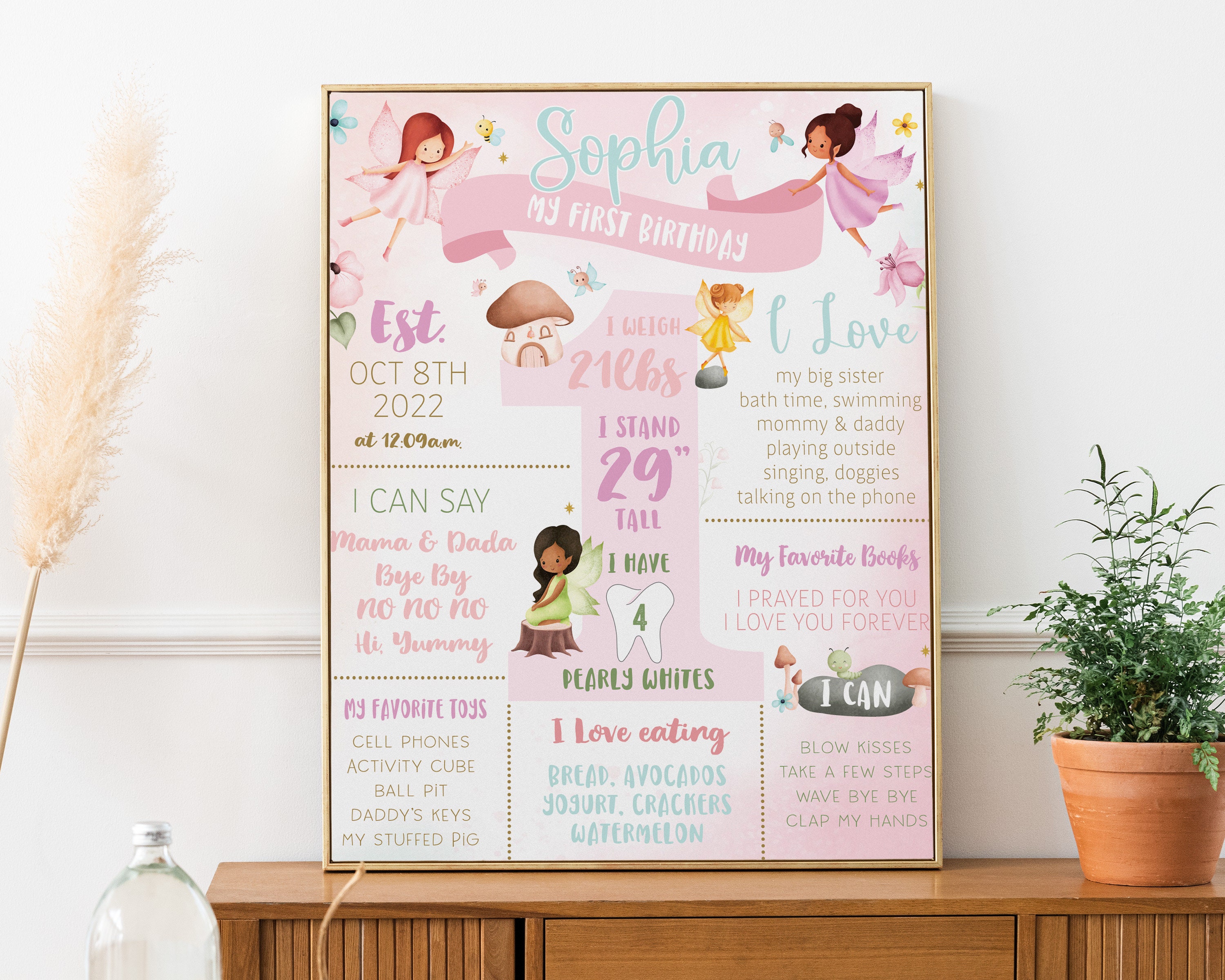 Editable Fairy Whimsical Enchanted Pixie Birthday Thank You Favor Tag ...