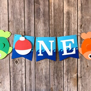 ONE Fishing High Chair Birthday Banner - Fishing birthday party - Reeling in the Big One Birthday Banner - Bobber/Fish Banner