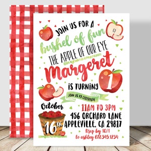 12 Apple Picking CUSTOM Birthday favor tags - The Apple of our eye Party Gift Tags - Custom Name and Message - Bushel of Fun image 3