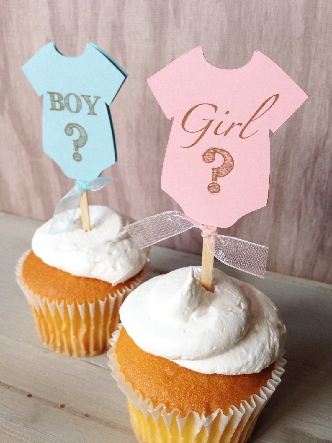 Gender Reveal Onesie Baby Shower Cupcake Toppers Etsy