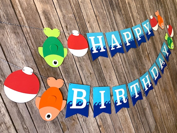 Happy Birthday Fishing Banner Fishing Birthday Party Reeling in