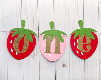 Berry Sweet Strawberry High Chair Birthday Banner - Strawberry Shortcake Banner - Strawberry First Birthday High Chair Banner