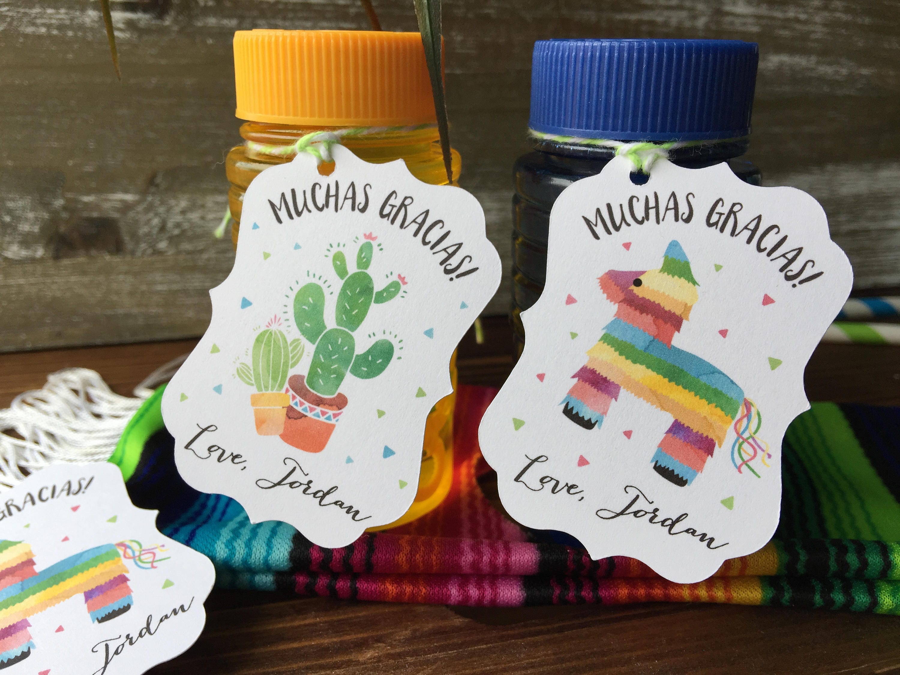 12 Muchas Gracias Thank You Mexican Fiesta Party Favor Tags