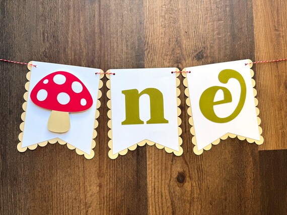 Mushroom High Chair Birthday Banner - Fungi Enchanted Forest Birthday banner - Mushroom Woodland Toadstool High Chair Banner