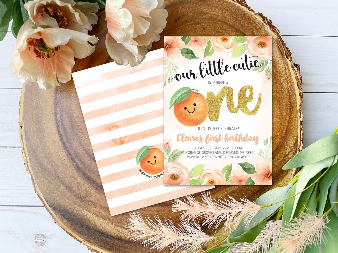 EDITABLE Little Cutie Clementine First Birthday Stats Poster Etsy Canada