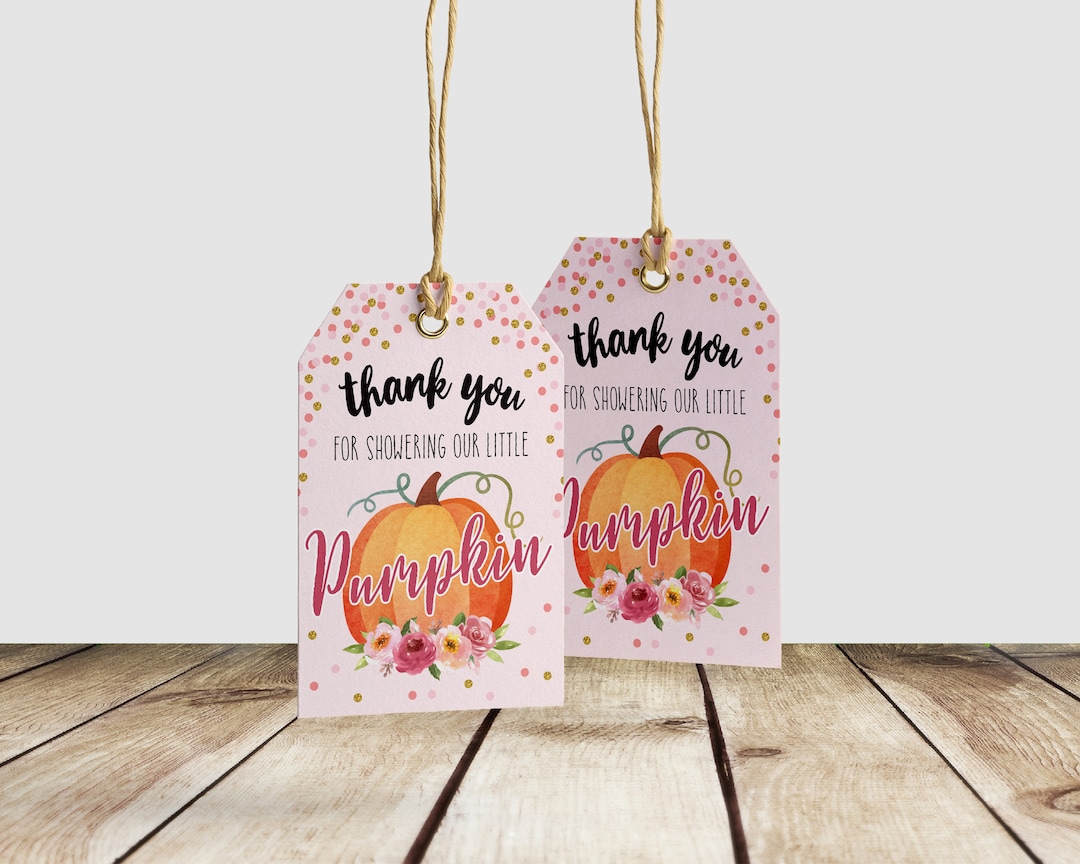 A Little Pumpkin is on the Way Girl Baby Shower Thank You Favor Tag PDF ...