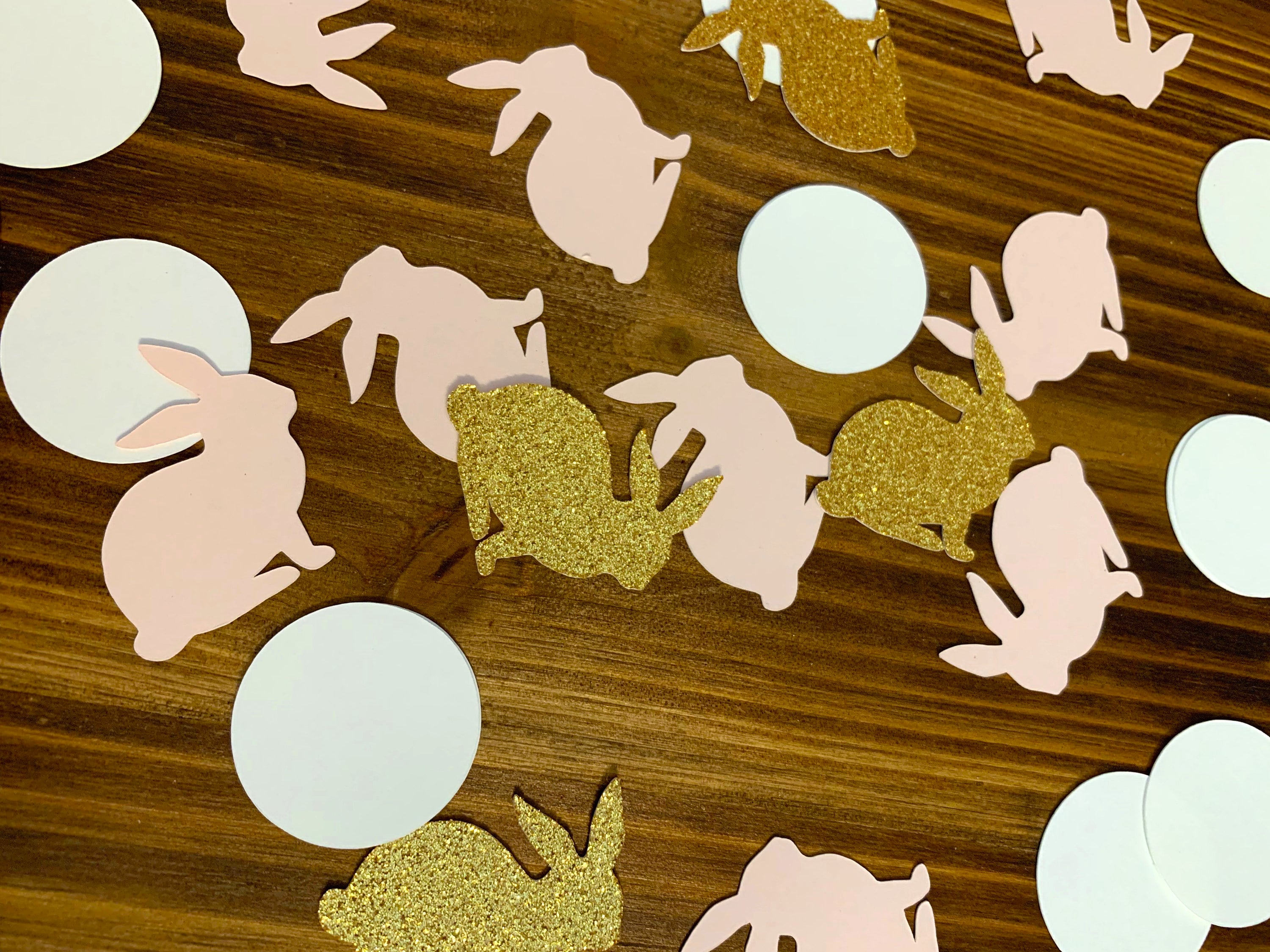 Blush Pink and Gold Glitter Bunny Rabbit Birthday Party Confetti Some Bunny is ONE birthday Confetti Pink Girl Easter