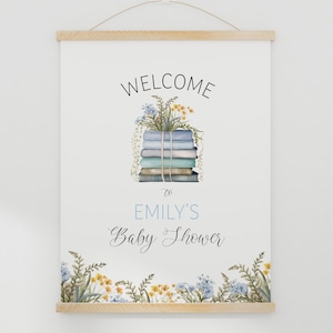 EDITABLE  A New Chapter is Will Soon Begin Baby Shower Welcome Poster - Storybook Library Book Baby Shower Welcome Sign - 16x20 PDF