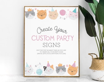 EDITABLE Are you Kitten Me Right Meow Birthday Custom Sign - Girl Kitten Birthday Signage - Cat Customizable PDF DIY File 8x10