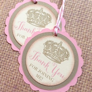 Princess pink and gold thank you birthday/baby shower favor tags