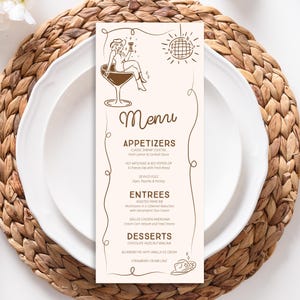 Bearbeitbares letztes Rodeo Brautdusche-Menü - Nashville Hand gezeichnetes Cowgirl Western-Hochzeits-Dusche-Menü - Let's Go Girls Bachelorette Menü 100x100
