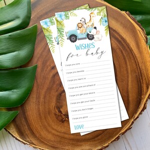 INSTANT DOWNLOAD Wensen voor Baby Safari Wild Animal Drive By Baby Shower - Wensen voor Baby/Baby shower Wenskaart