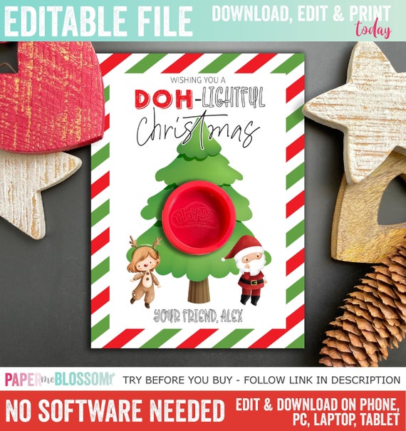 Navidad EDITABLE, Deseándole una Navidad llena de Doh Escuela de  intercambio de regalos de Navidad Etiqueta de regalo para niños en el aula