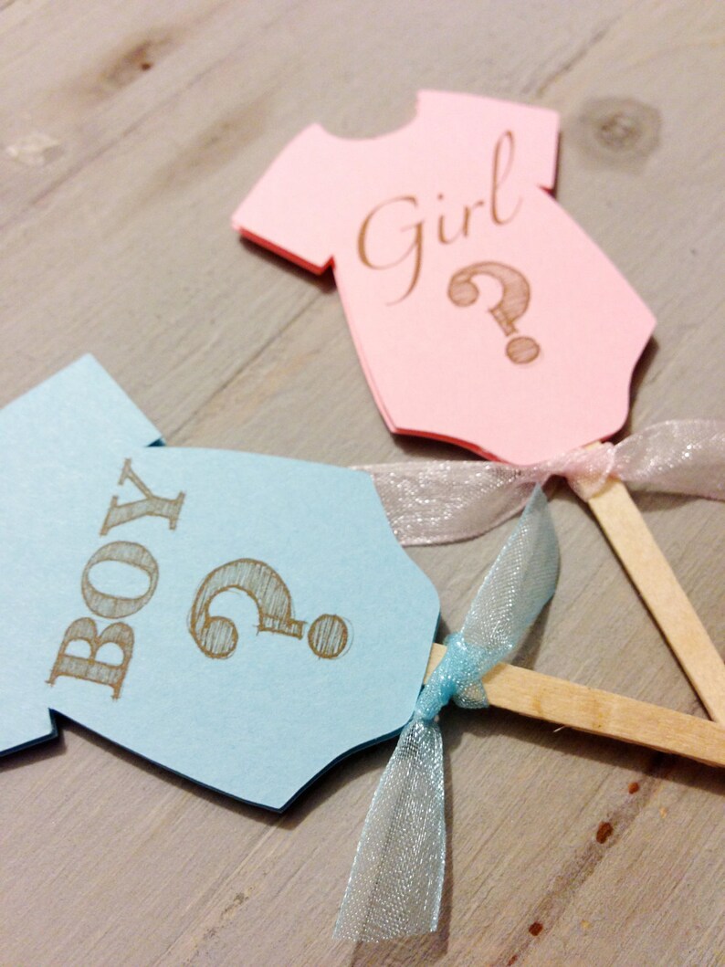 Gender Reveal Onesie Baby Shower Cupcake Toppers Etsy