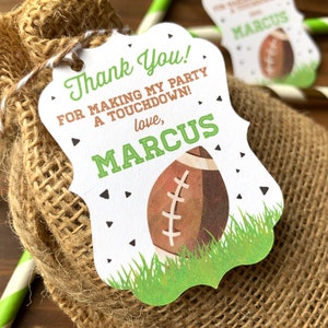 12 Football Game Thank you Favor tag PDF - Favor Thank You Gift Tag - Customized with Name - Touchdown favor tags