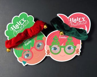 EDITABLE Hairy Christmas Kids Gift Tag - Holiday Christmas Scrunchie Classroom Exchange - Hair Tie Christmas Friends Gift Tag