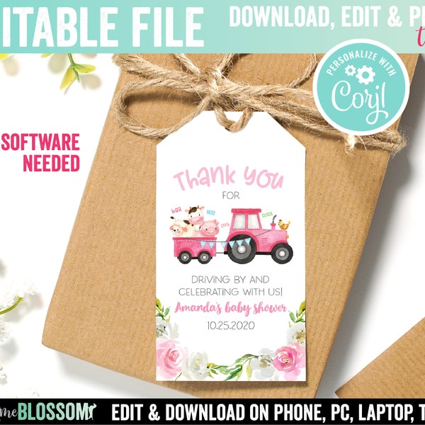 Drive by Baby Shower Thank You Tags Etsy