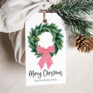 EDITIERBAR Rosa Candy Cane Schleifenkranz Klassischer Weihnachtsgeschenkanhänger - Winterkranz Urlaub Geschenkanhänger - Klassischer Weihnachtsgeschenkanhänger 2x3,5 PDF