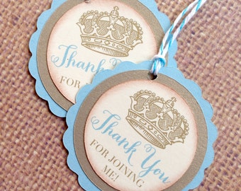 Prince blue and gold thank you birthday/baby shower favor tags