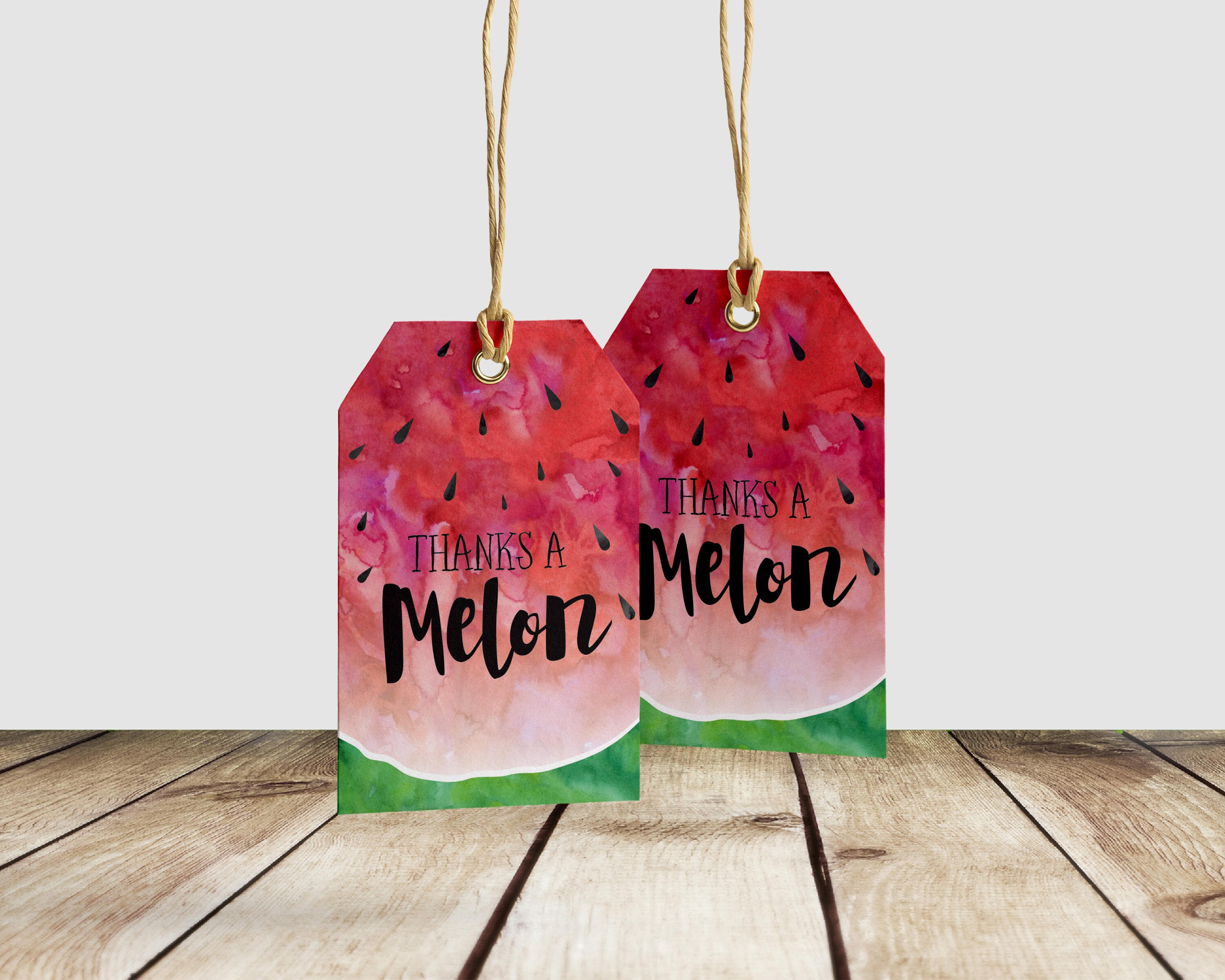 thanks a melon watermelon party printable pdf diy favor thank etsy