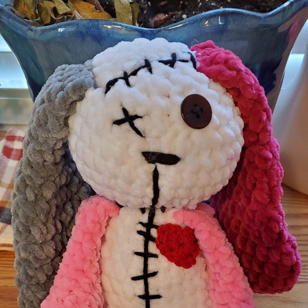 Zombie Voodoo Doll Crochet Rabbit Bunny Poppet Plushie  Amigurumi Spooky Halloween Plush