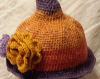 Custom Witch Hat  Large Flowers Costume Hat Witch Hat. Wizard Hat  Witchy Hat Fantasy Hat Cosplay Hat Whimsicle Witch LARP Wool Blend