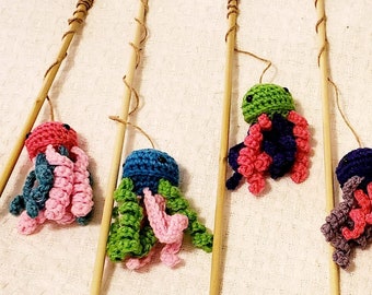 Cat Fishing Pole Jellyfish Octopus Cat teaser Catnip