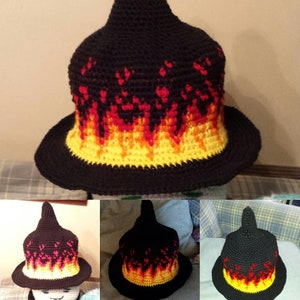 Fire Witch Custom Witch Hat  Costume Hat Witch Hat. Wizard Hat  Witchy Hat Fantasy Hat Cosplay Hat Whimsicle Witch LARP
