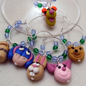 Wine Charm  POOH Hundred Acre Wood Tigger Eeyore Pooh Rabbit Piglet