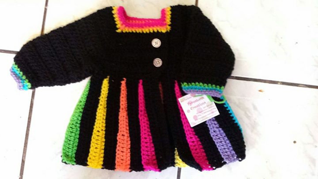 Rainbow on Black Eloise Baby Sweater or Set Diaper Cover Bloomers Newborn  12 Months 2T 3T Gryffindor Gold and Red