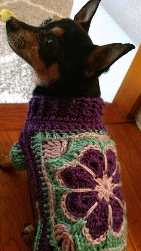 Ganchillo hecho a mano suéter del perro chaleco / abrigo | Etsy México