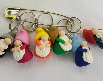 Stitch Markers Gonk Gnome for Knit or Crochet set of 6