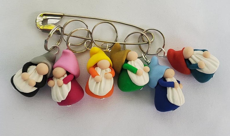 Stitch Markers Gonk Gnome for Knit or Crochet set of 6 image 1