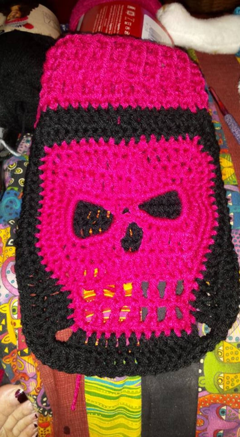 PATTERN 2 patterns in one. Make your own Skull sm/xs Dog Sweater Jacket Scarf or Any pet clothes from a Square motif crochet DIY Tutorial image 2