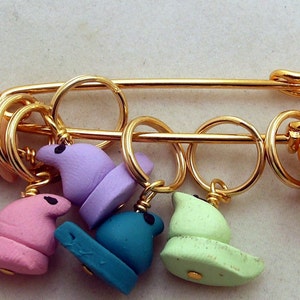 Stitch Markers PEEPS  for Knit or Crochet set of 6 Marshmallow Easter