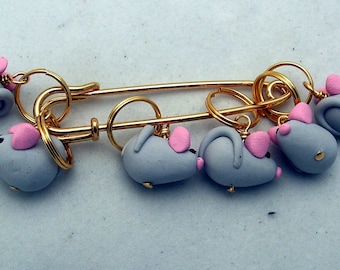 Stitch Markers MICEfor Knit or Crochet set of 6