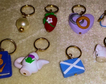 Stitch Markers Outlander inspired Fraser Claire JAMMF Jamie Scotland Flag Tea Ellens' Pearls Set of 8