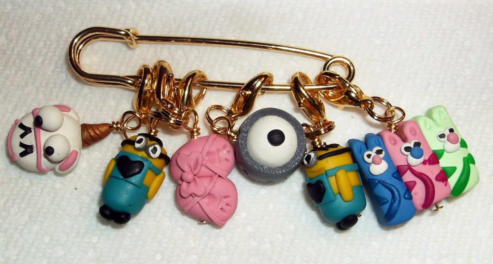 stitch markers despicabe movie inspired for knit or crochet set of 6 minion ballet shoes kittens