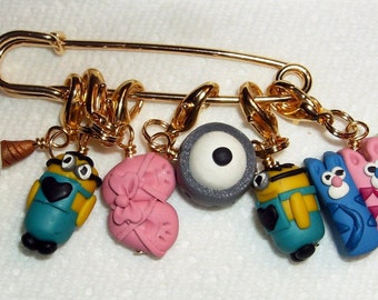 Stich Marker DESPICABE Film inspiriert für stricken oder häkeln Satz von 6 Minion Ballett Schuhe Kätzchen