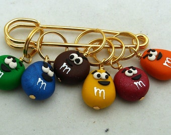 Stitch Markers Chocolate Covered CANDY   for Knit or Crochet set of 6