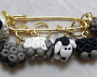 Stitch Markers SHEEP  for Knit or Crochet set of 6 EWE Wool