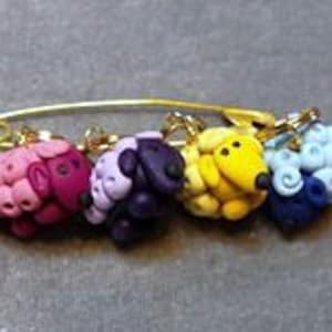 Stitch Markers Rainbow Sheep for Knit or Crochet set of 6 Kittens Ewe Wool lamb