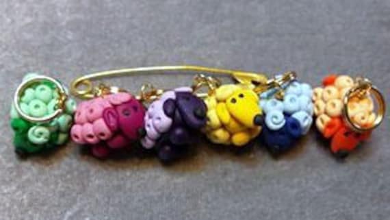 Stitch Markers LADYBUG and SUNFLOWER for Knit or Crochet set of 6