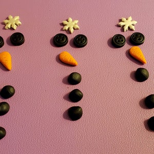 Polymer Clay Parts for Snowman Glow Lantern Hats Mitts Home Decore Carrot nose Coal buttons and buttons 1 set of 7 pieces Snowflake