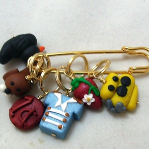 Stitch Markers PENNY LANE  for Knit or Crochet set of 6 Beatles Blackbird Pepper submarine