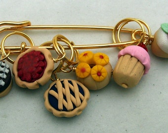 Stitch Markers pies custom order for hoffmala  Knit or Crochet set of 6 knitting wool crochet