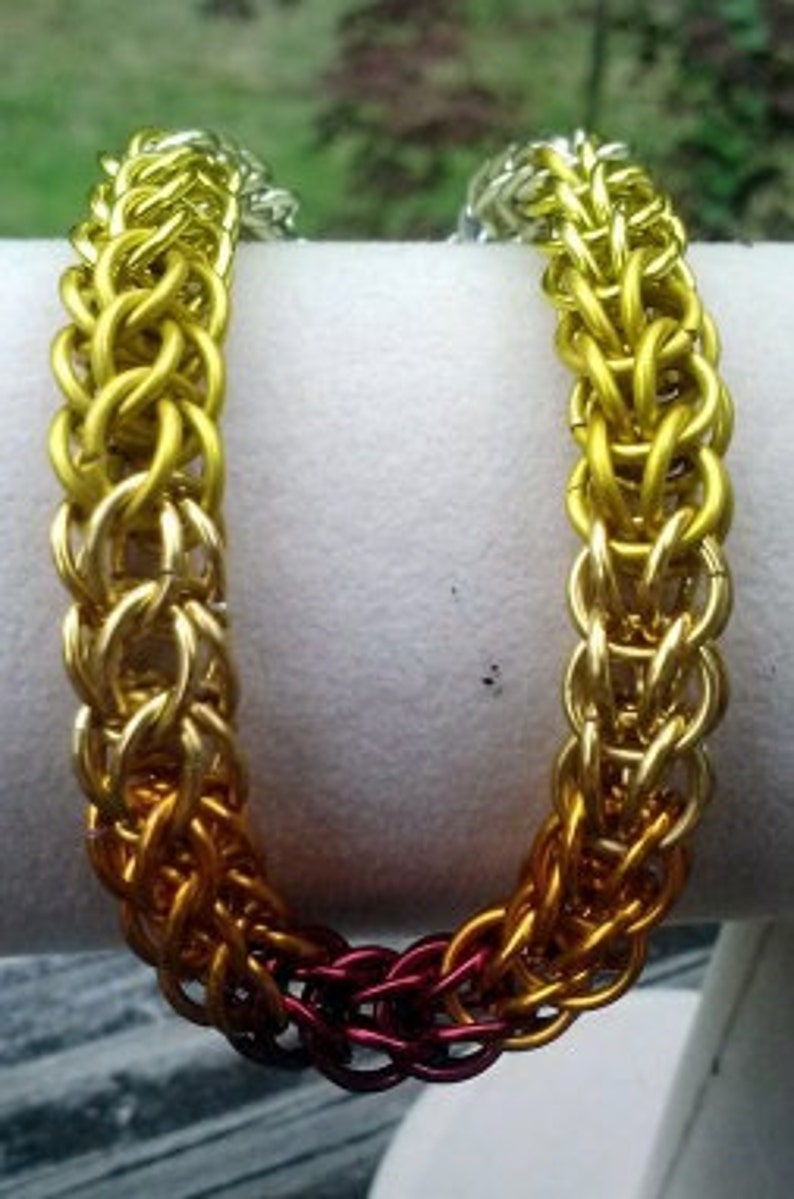 Ombre Fire Persian link Chain Maille Bracelet in anodized Etsy