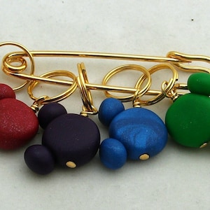 Stitch Markers Rainbow MOUSE EAR  for Knit or Crochet set of 6 Mickey