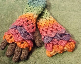 Dragon Scale  Fingerless Mitts wrist warmers in Pick you colors!