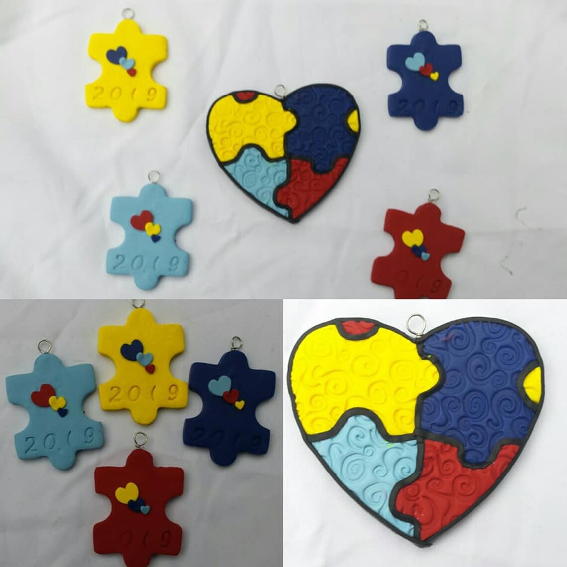 Autism Awareness Puzzle Piece Ornament Set 4 Hallmarked Peices - Etsy